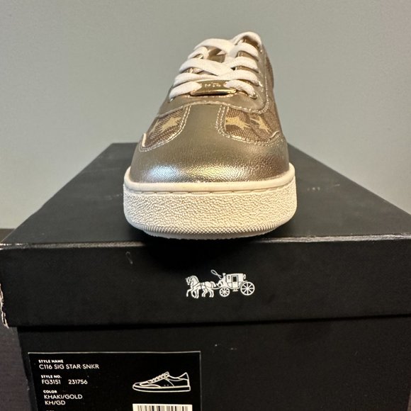 Coach Khaki Gold with Star Print Sneaker - Picture 3 of 4